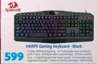 Incredible Connection Redragon - Harpe Gaming Keyboard - Black offer