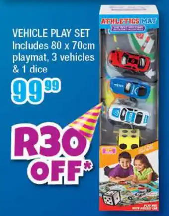 The Crazy Store Vehicle Play Set Includes 80 x 70cm Playmat, 3 Vehicles & 1 Die offer