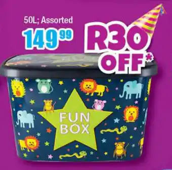 The Crazy Store Plastic Storage Boxes 50 L Assorted offer