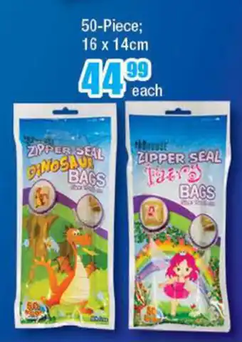Zipper Seal Bags 50-Piece 16 x 14cm