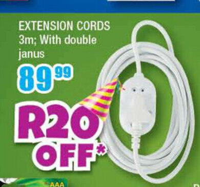 The Crazy Store Extension Cords 3m ; With Double Janus offer