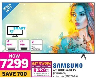 Game Samsung 43" UHD Smart TV offer