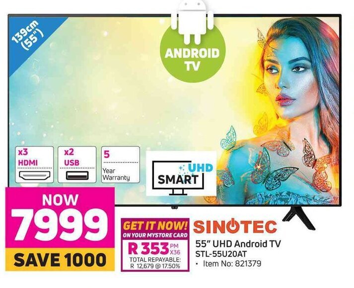 Sinotec 55" UHD Android TV offer at Game