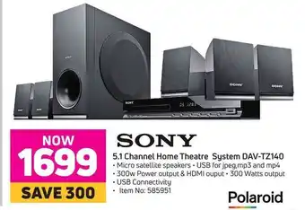 Sony 5.1 Channel Home Theatre System DAV-TZ140