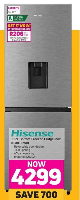 Game HIsense 222L Bottom Freezer Fridge Inox offer