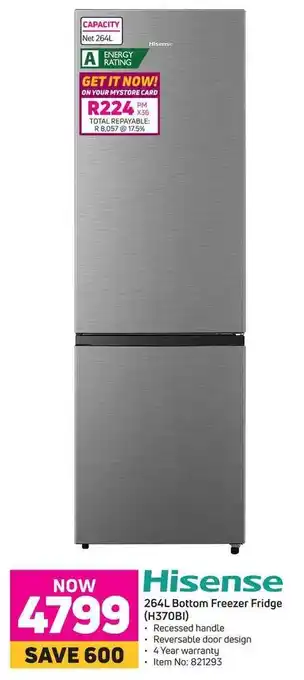 Game Hisense 264L Bottom Freezer Fridge offer