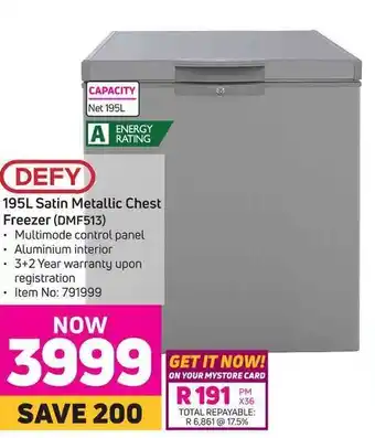 Game Defy 195L Satin Metallic Chest Freezer offer