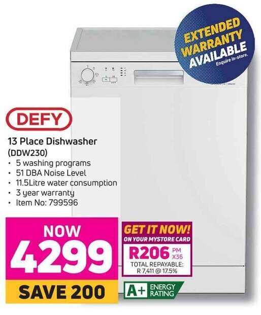Defy 13 Place Dishwasher offer at Game