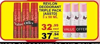 Arrow Cash And Carry Revlon Deodorant Triple Pack Asstd 3 x 90ml offer