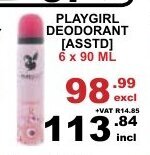 Playgirl Deodorant Asstd 6x90ml