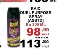 Raid Duel Purpose Spray Asstd 6x300ml