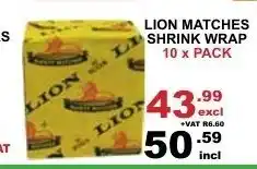 Lion Matches Shrink Wrap 10xpack
