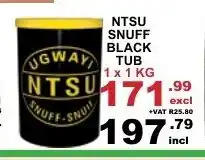 Arrow Cash And Carry NTSU Snuff Black Tub 1kg offer