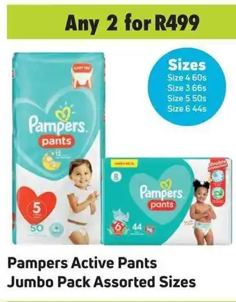 Game Pampers Active Pants Jumbo Pack Assorted Sizes offer