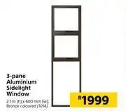 Builders Warehouse 3 panel aluminium sidelight window-2.1m (h) x 600mm (w) offer