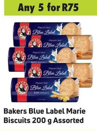 Game Bakers Blue Label Marie Biscuits 200g assorted offer