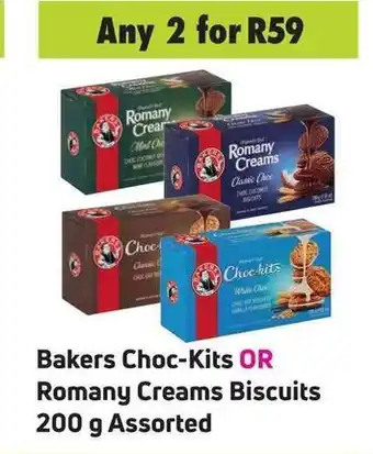Game Bakers Choc-Kits or Romany Creams Biscuits 200g assorted offer
