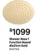 Shower rose 1 function round dia 21cm gold 81477745