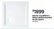 Leroy Merlin Sensea shower tray essential acrylic square w90cm x d90cm - 81474807 offer