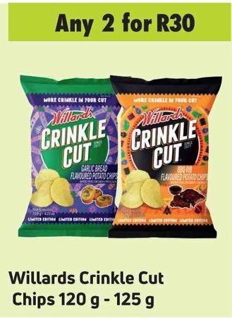 Game Willards Crinkle Cut Chips 120g-125g offer