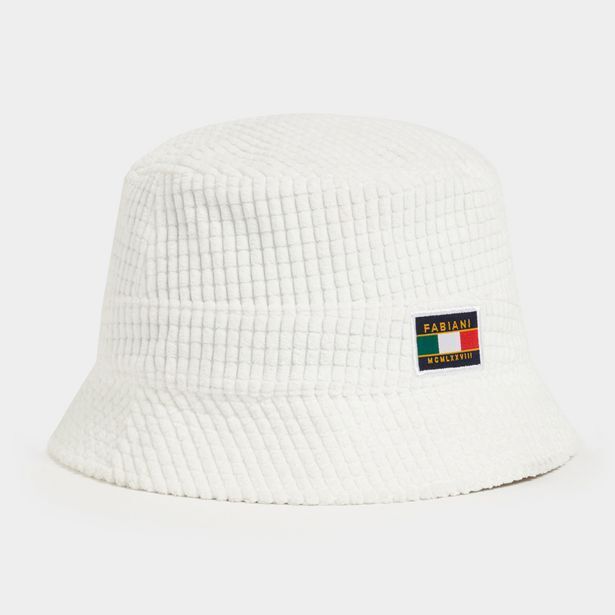 Towelling white bucket hat offer at Fabiani