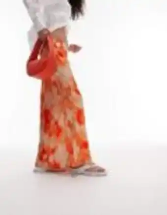 Topshop tie dye printed maxi skirt in orange