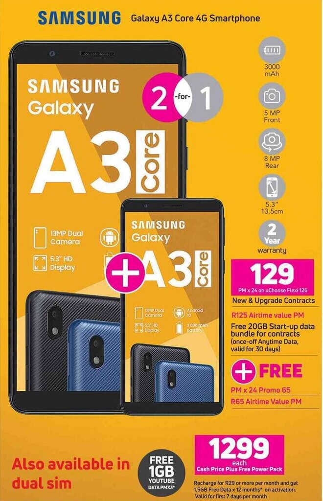Game Samsung Galaxy A3 Core 4G Smartphone offer