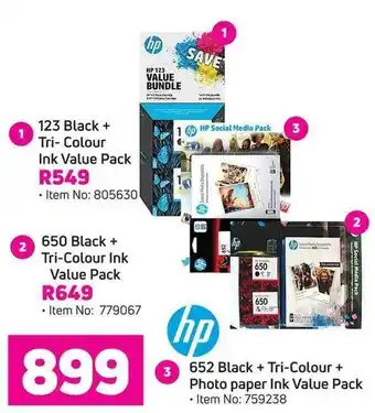 Game HP 652 Black + Tri-Colour + Photo paper Ink Value Pack offer