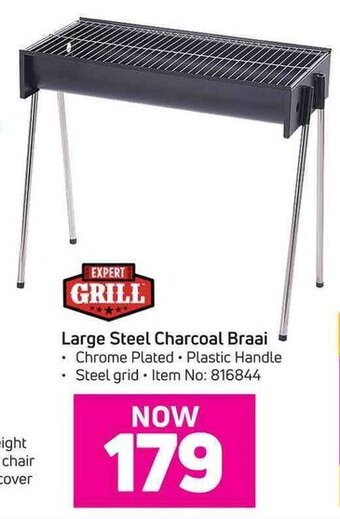 Game Expert Grill Large Steel Charcoal Braai offer