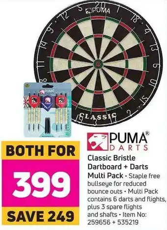 Game Puma Darts Classic Bristle Dartboard + Darts Multi Pack offer