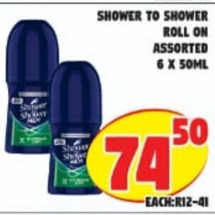 Yarona Cash And Carry Shower to Shower Roll On Assorted 6x50ml offer