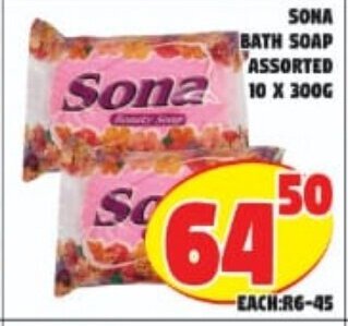 Yarona Cash And Carry Sona Bath Soap Assorted 10x300g offer