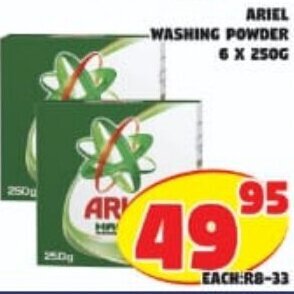 Yarona Cash And Carry Ariel Washing Powder 6x250g offer