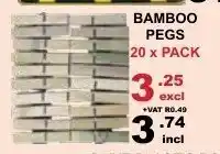Bamboo Pegs 20 x pack