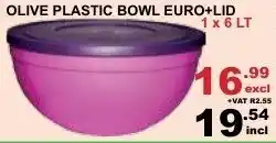 Arrow Cash And Carry Olive Plastic Bowl Euro + Lid 6Lt offer