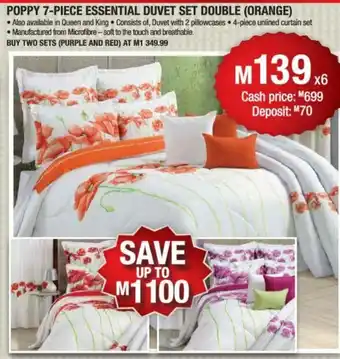 Poppy 7-Piece Essential Duvet Set Double (Orange)