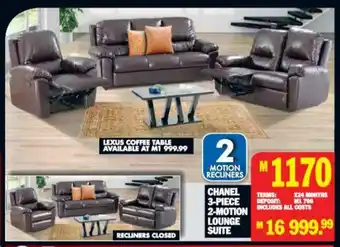 Lewis Chanel 3-Piece 2-Motion Lounge Suite offer