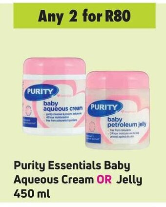 Game Purity Essentials Baby Aqueous Cream or Jelly 450ml offer