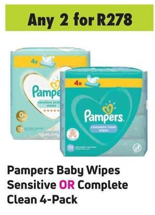 Game Pampers Baby Wipes Sensitive OR Complete Clean 4-Pack offer