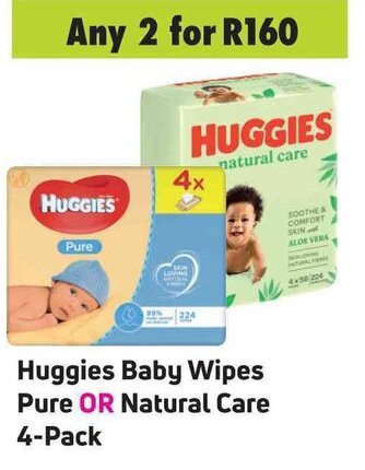 Game Huggies Baby Wipes Pure OR Natural Care 4-Pack offer