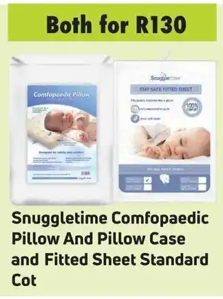Game Snuggletime Comfopaedic Pillow And Pillow Case and Fitted Sheet Standard Cot offer