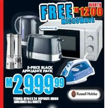 Lewis Russell Hobbs - 5-Piece Black Appliance Pack offer