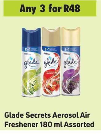 Game Glade Secrets Aerosol Air Freshener 180 ml assorted offer
