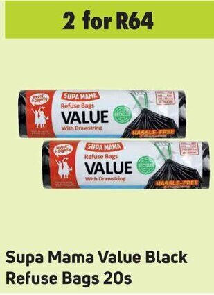 Game Supa Mama Value Black Refuse Bags 20s offer