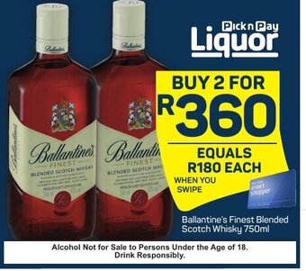 Pick n Pay Ballantine's Finest Blended Scotch Whiskey 750ml offer