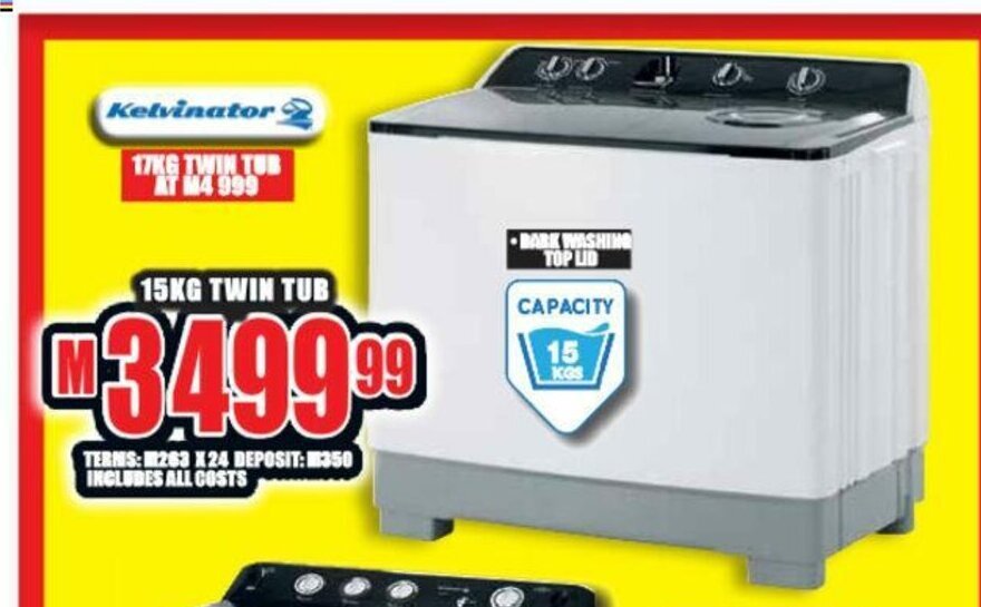 Kelvinator 15Kg Twin Tub offer at Lewis
