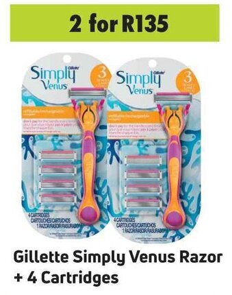 Gillette Simply Venus Razor + 4 Cartridges