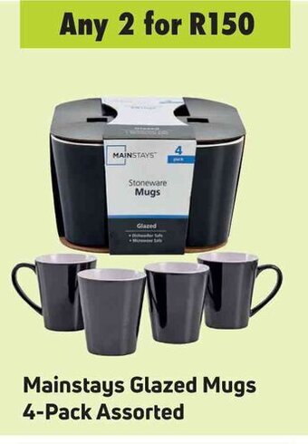 Game Mainstays Glazed Mugs 4-Pack Assorted offer