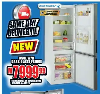 Lewis Kelvinator - 350L W/D Dark Glass Fridge offer