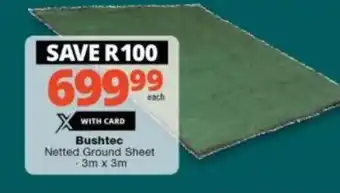 Checkers Bushtec Netted Ground Sheet 3mx3m offer